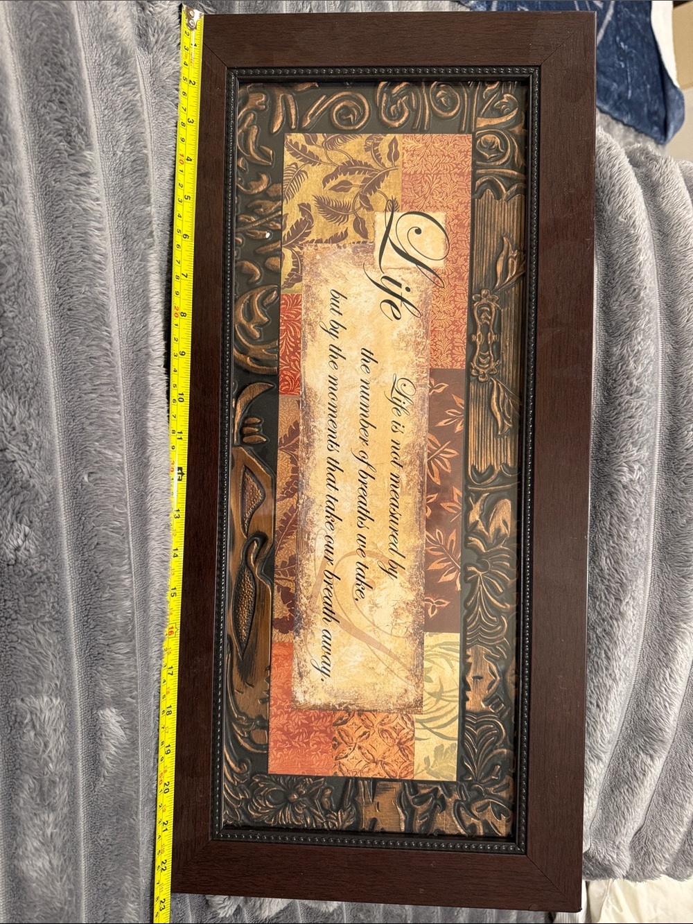 Framed Inspirational Wall Art - 'Life' Quote in Earth Tones